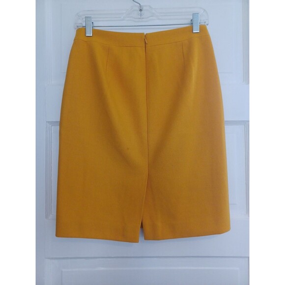 J. Crew The Pencil Skirt mustard gold wool 0 lined classic minimalist office - Picture 3 of 11
